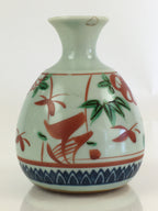 Japanese Porcelain Sake Bottle Vtg Hand-Painted Flower Tokkuri White TS435