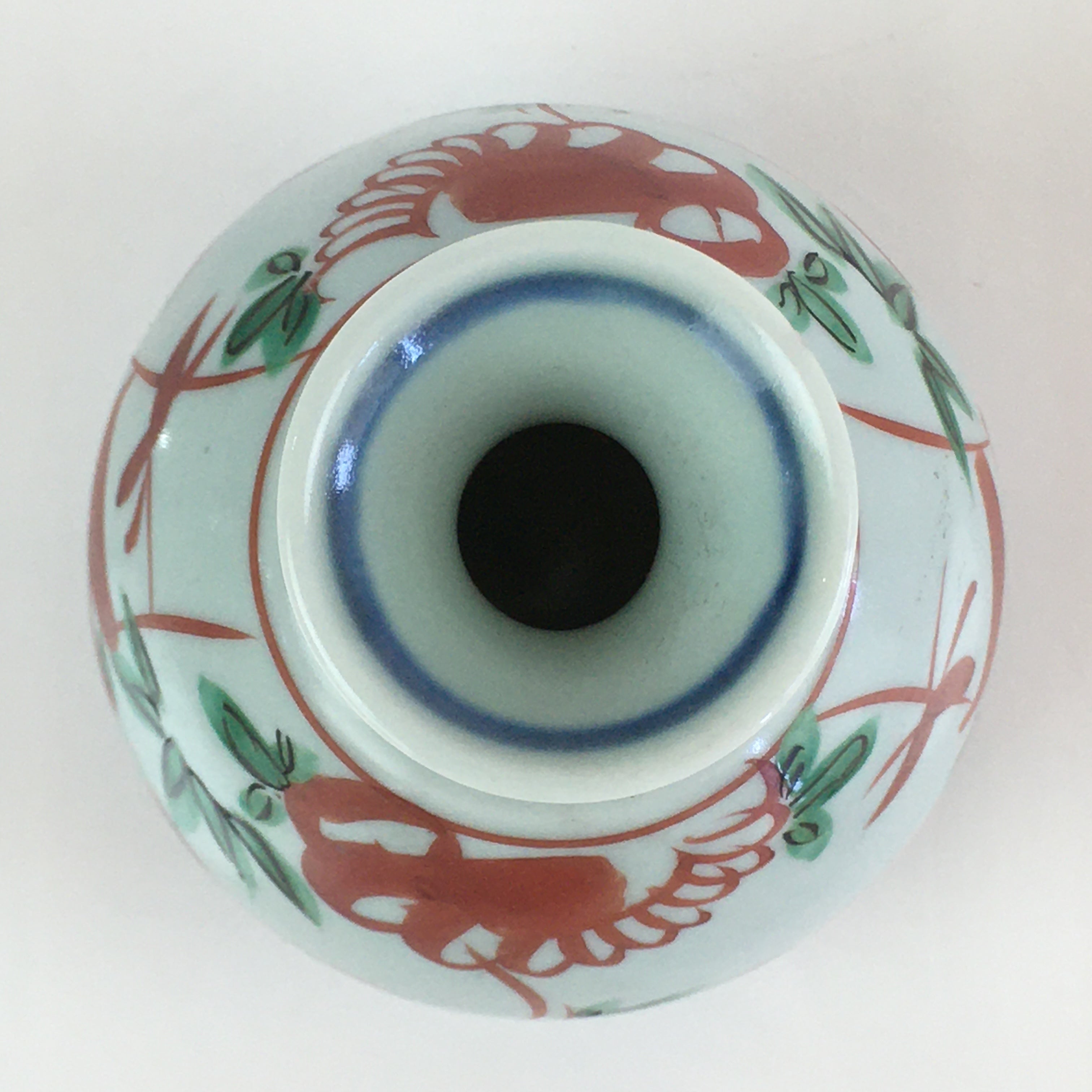 Japanese Porcelain Sake Bottle Vtg Hand-Painted Flower Tokkuri White TS435