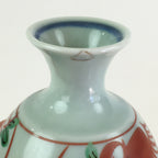Japanese Porcelain Sake Bottle Vtg Hand-Painted Flower Tokkuri White TS435