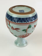 Japanese Porcelain Sake Bottle Vtg Hand-Painted Flower Tokkuri White TS435