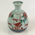 Japanese Porcelain Sake Bottle Vtg Hand-Painted Flower Tokkuri White TS435