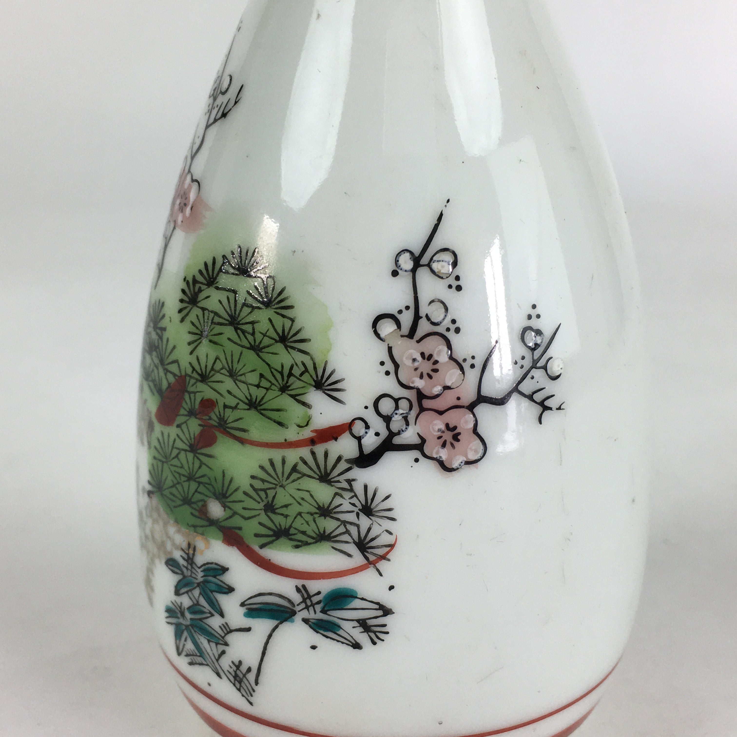 Japanese Porcelain Sake Bottle Vtg Kutani Ware Celebration Tokkuri TS389