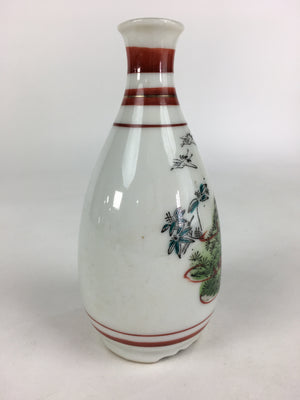 Japanese Porcelain Sake Bottle Vtg Kutani Ware Celebration Tokkuri TS389