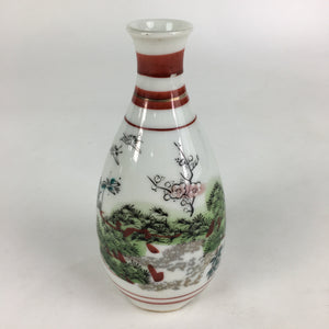 Japanese Porcelain Sake Bottle Vtg Kutani Ware Celebration Tokkuri TS389