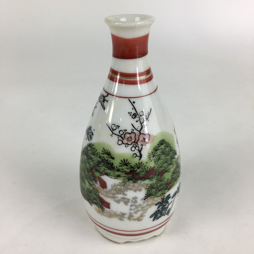 Japanese Porcelain Sake Bottle Vtg Kutani Ware Celebration Tokkuri TS390