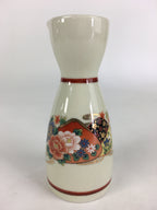 Japanese Porcelain Sake Bottle Vtg Kutani Ware Flower Tokkuri TS386