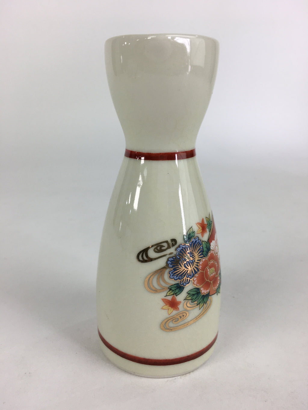 Japanese Porcelain Sake Bottle Vtg Kutani Ware Flower Tokkuri TS386