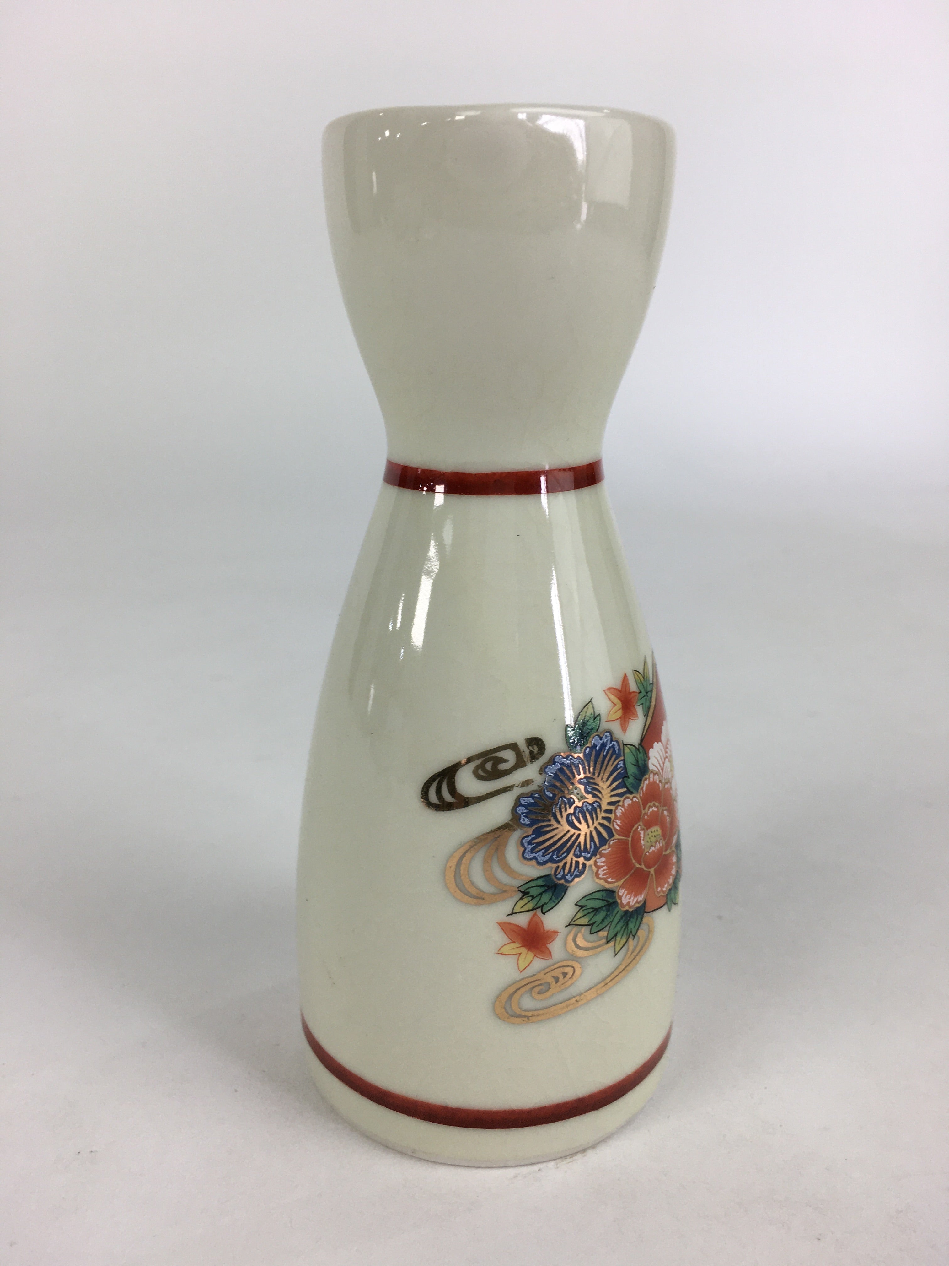 Japanese Porcelain Sake Bottle Vtg Kutani Ware Flower Tokkuri TS386