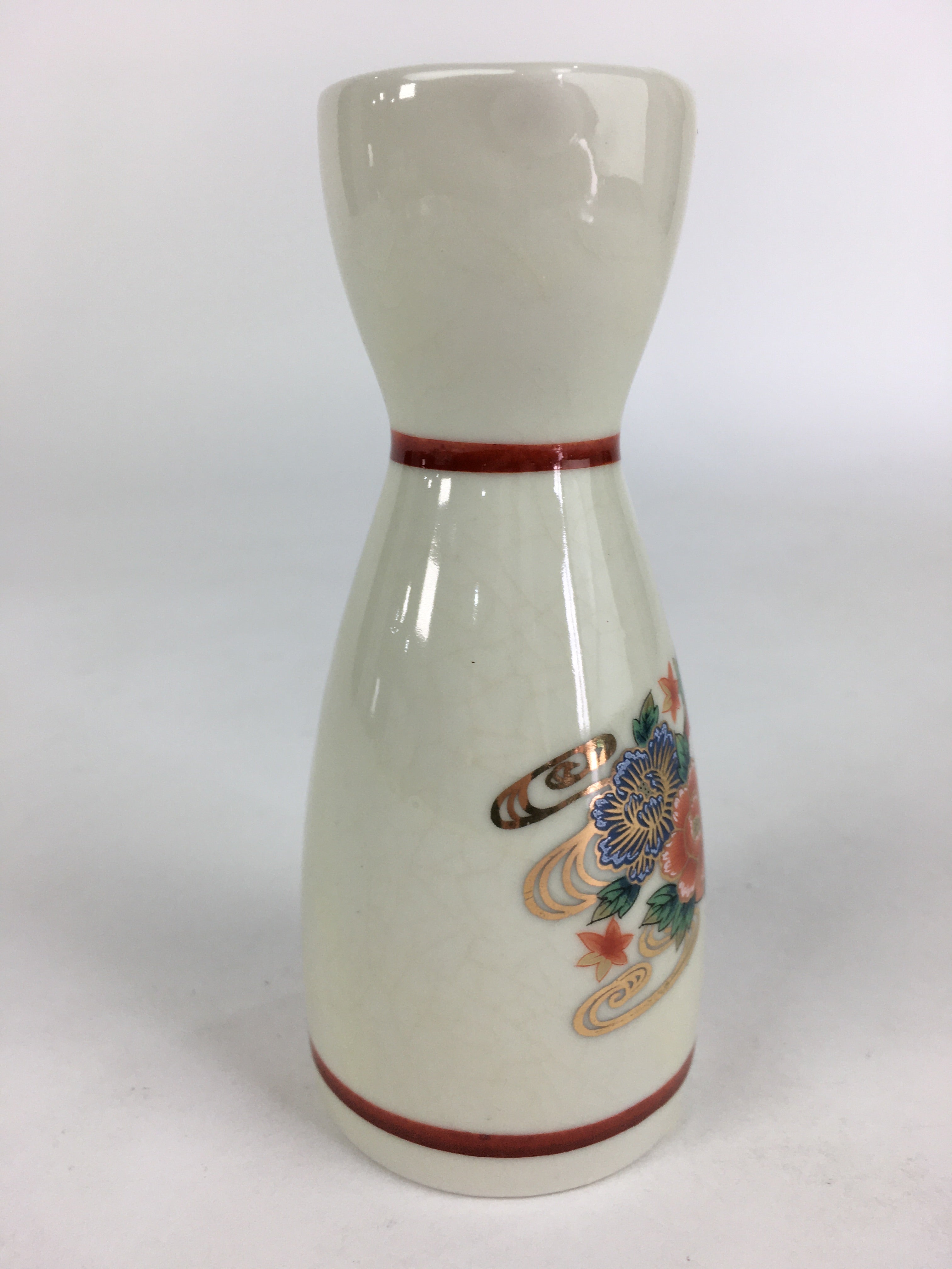 Japanese Porcelain Sake Bottle Vtg Kutani Ware Flower Tokkuri TS388