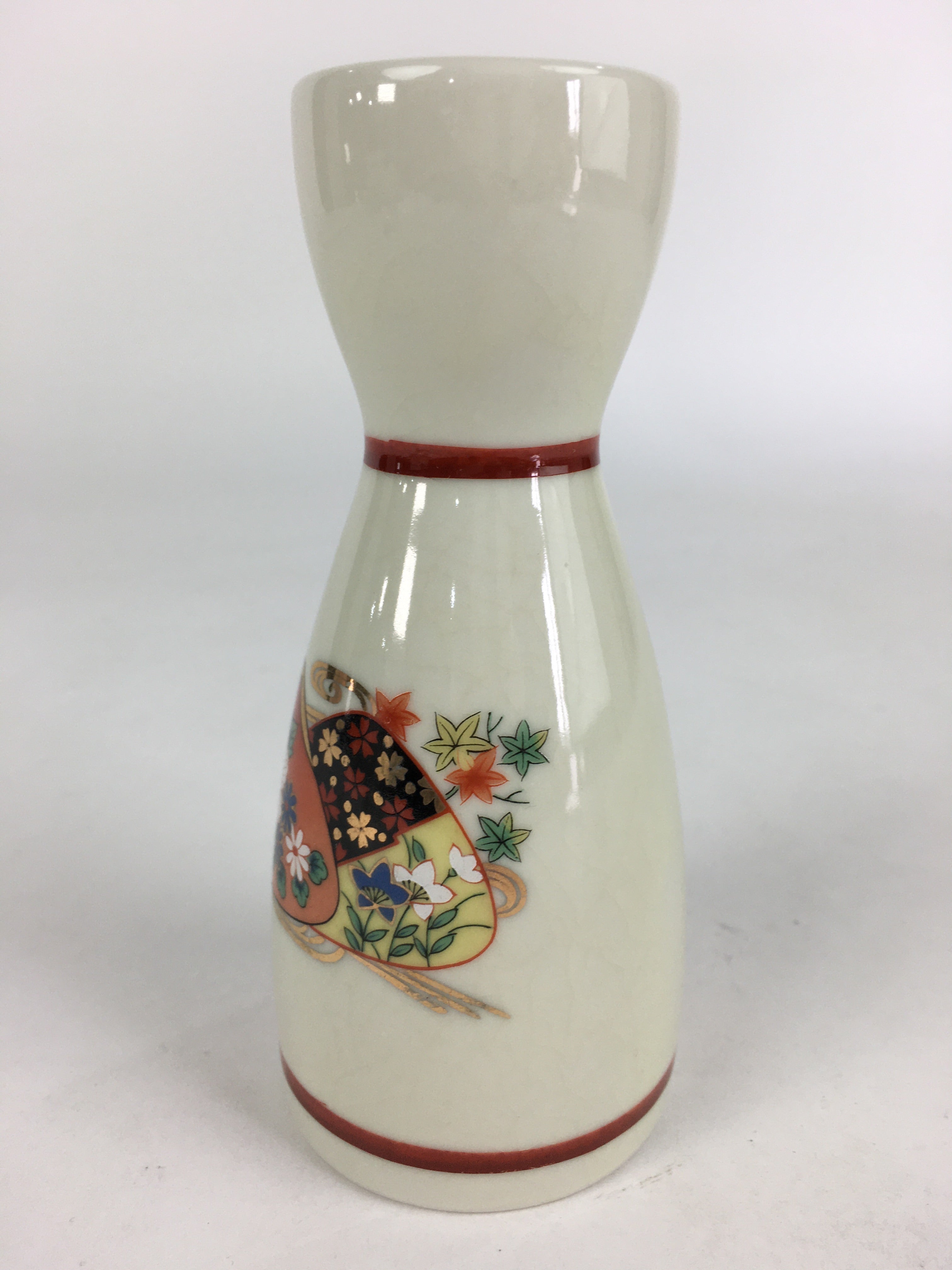 Japanese Porcelain Sake Bottle Vtg Kutani Ware Flower Tokkuri TS388