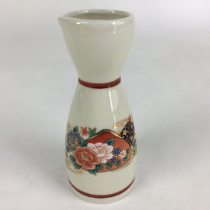 Japanese Porcelain Sake Bottle Vtg Kutani Ware Flower Tokkuri TS388