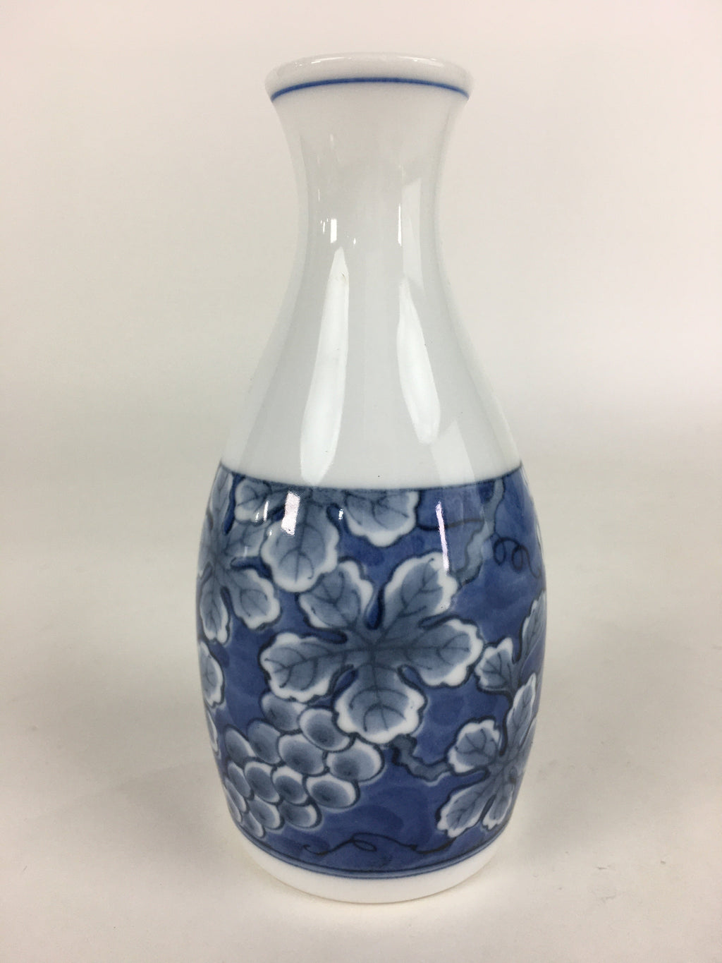Japanese Porcelain Sake Bottle Vtg Mino Ware Tokkuri Blue White TS396