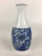 Japanese Porcelain Sake Bottle Vtg Mino Ware Tokkuri Blue White TS396