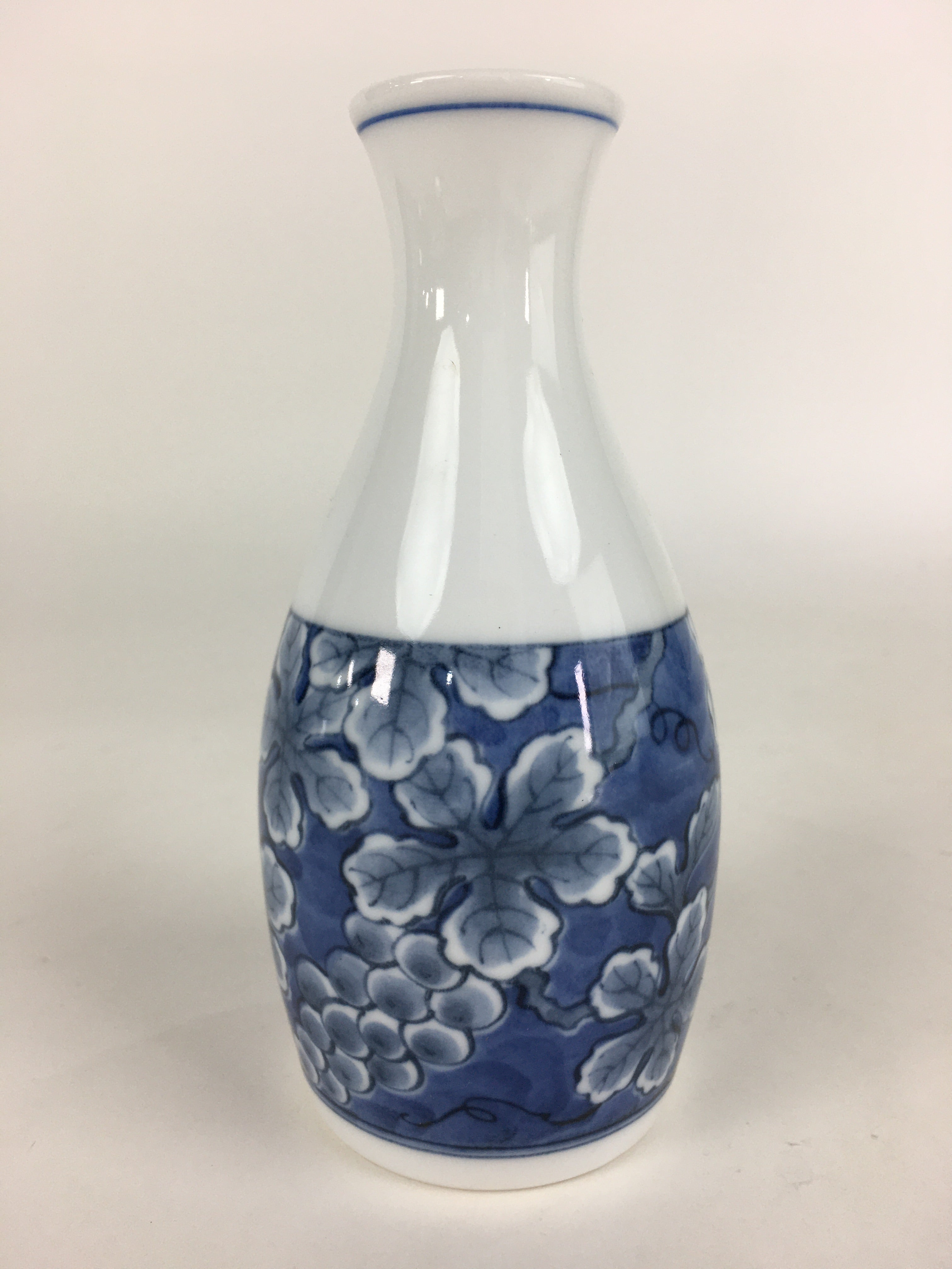 Japanese Porcelain Sake Bottle Vtg Mino Ware Tokkuri Blue White TS396