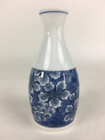 Japanese Porcelain Sake Bottle Vtg Mino Ware Tokkuri Blue White TS396
