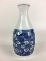 Japanese Porcelain Sake Bottle Vtg Mino Ware Tokkuri Blue White TS396