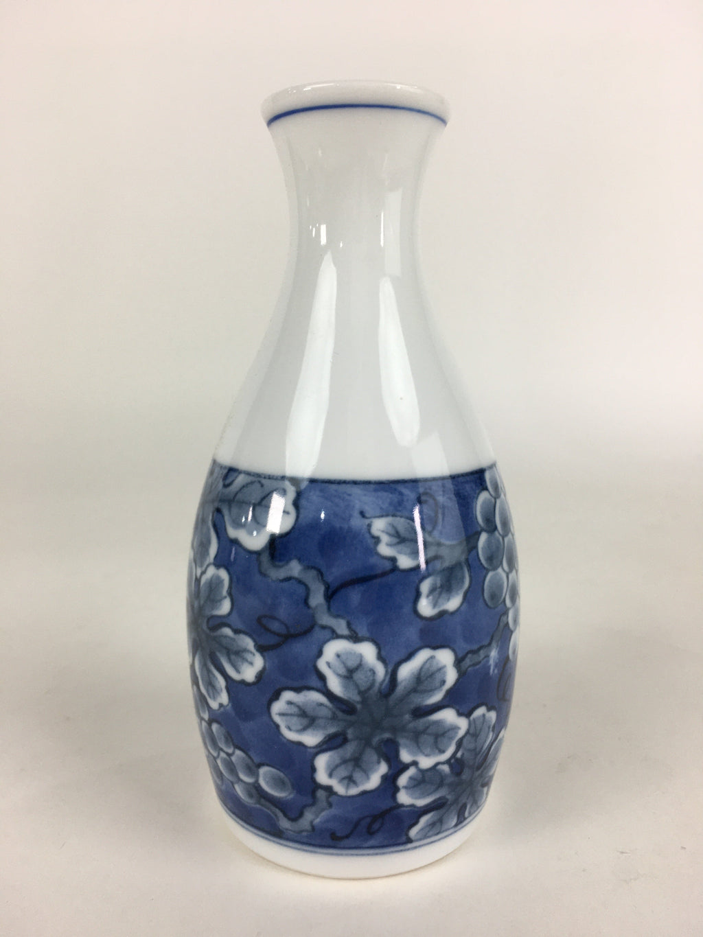 Japanese Porcelain Sake Bottle Vtg Mino Ware Tokkuri Blue White TS397
