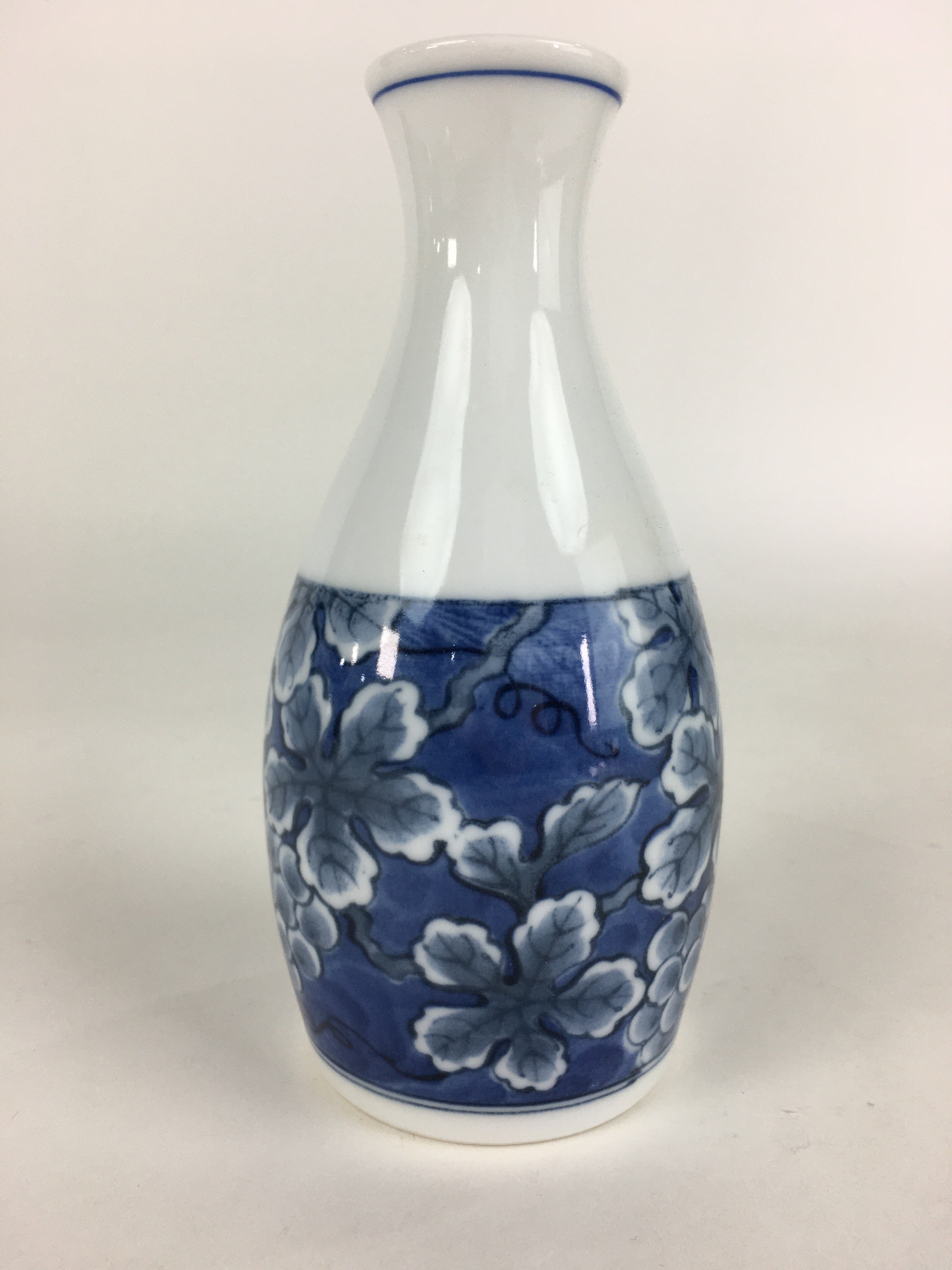 Japanese Porcelain Sake Bottle Vtg Mino Ware Tokkuri Blue White TS397