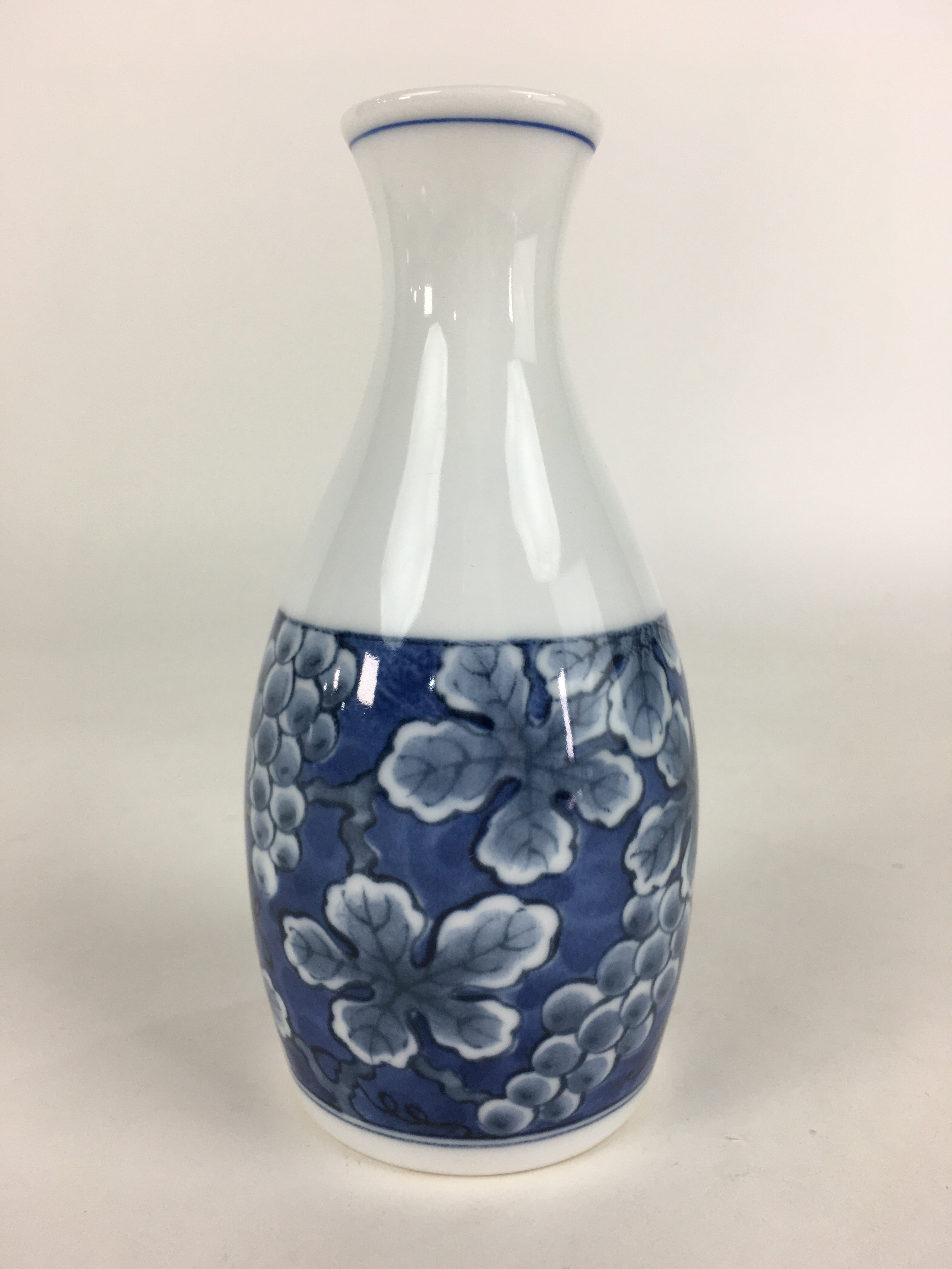 Japanese Porcelain Sake Bottle Vtg Mino Ware Tokkuri Blue White TS397