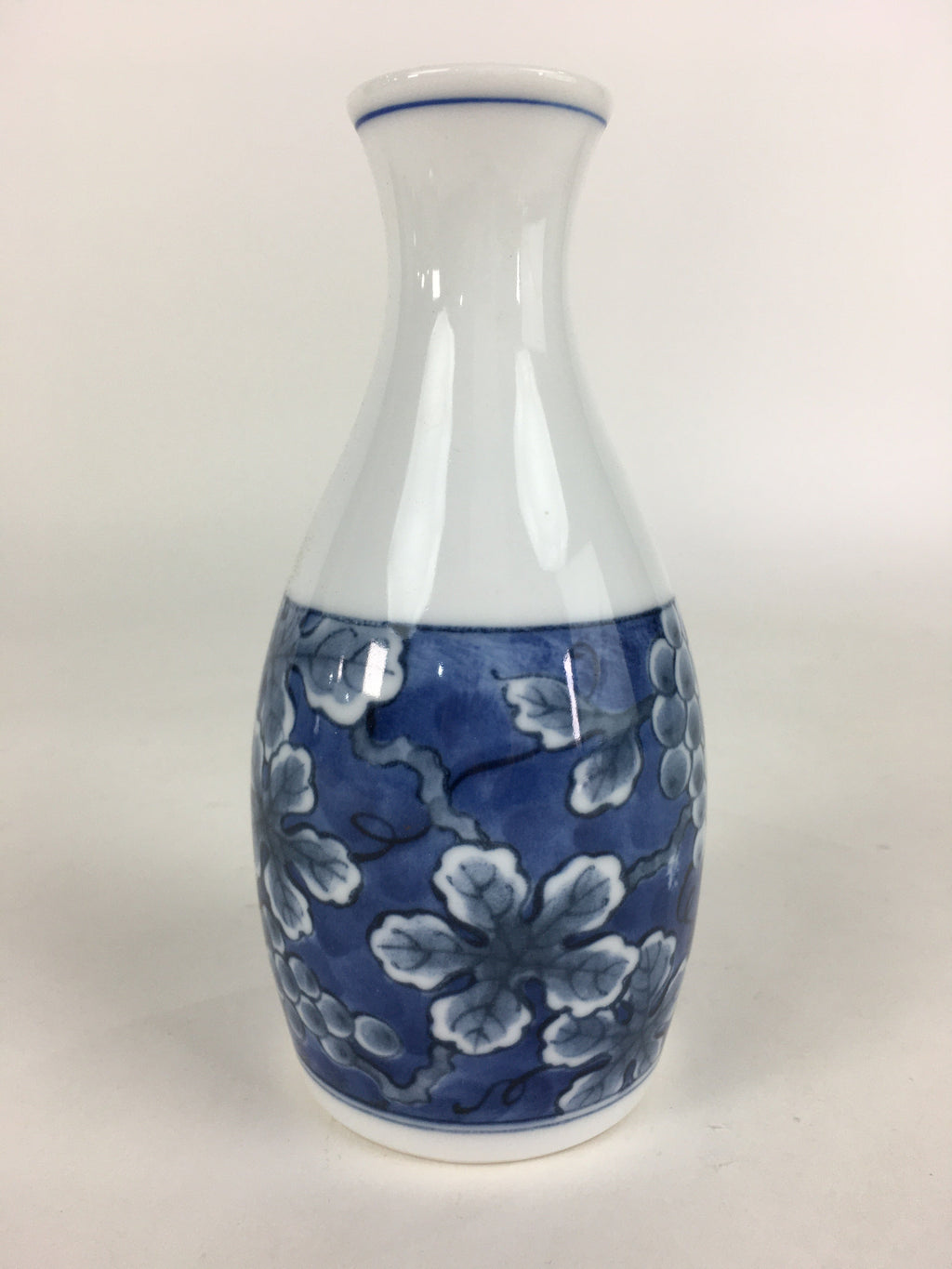 Japanese Porcelain Sake Bottle Vtg Mino Ware Tokkuri Blue White TS397