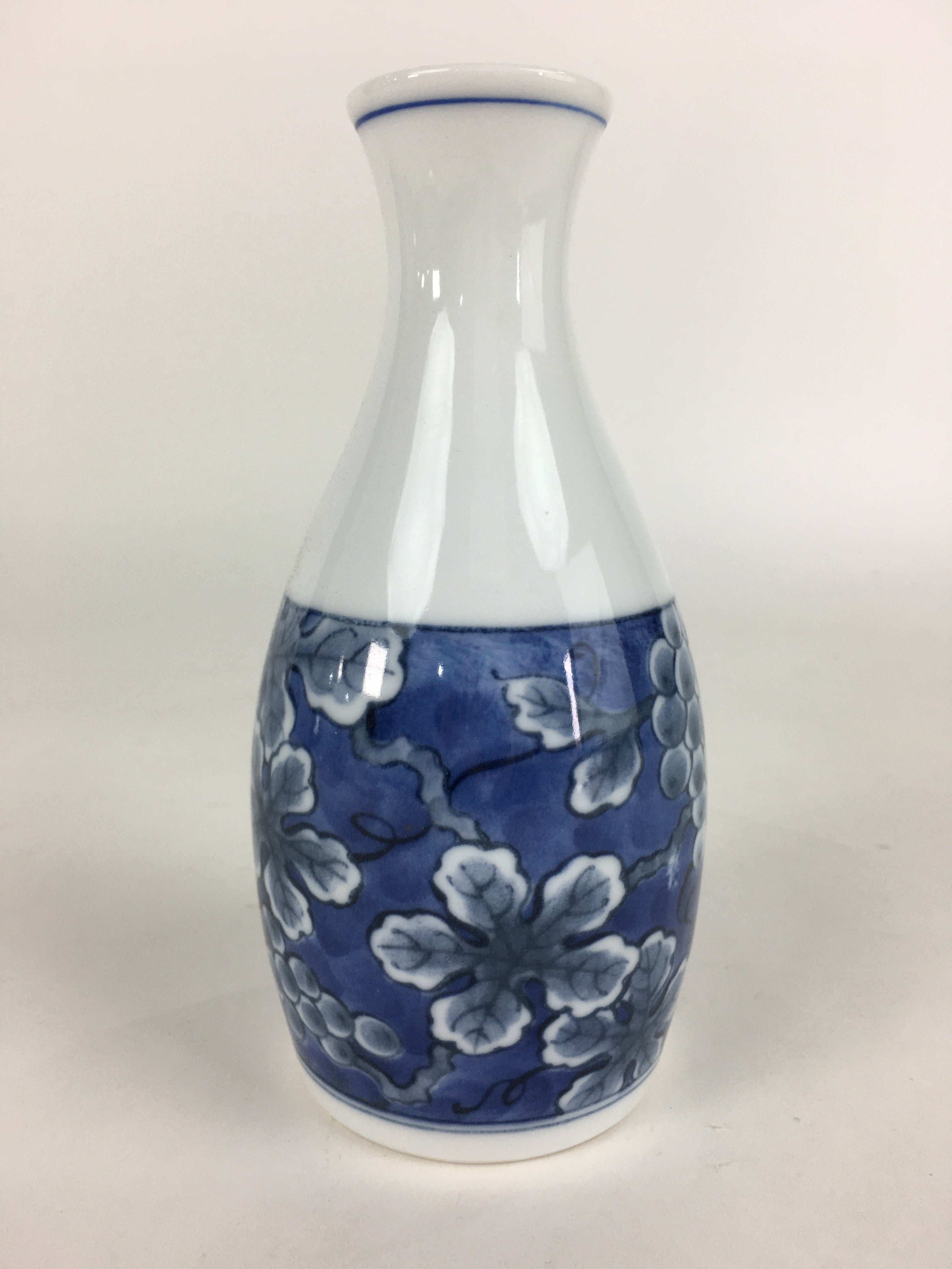 Japanese Porcelain Sake Bottle Vtg Mino Ware Tokkuri Blue White TS397