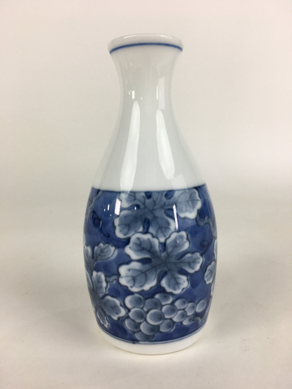 Japanese Porcelain Sake Bottle Vtg Mino Ware Tokkuri Blue White TS398