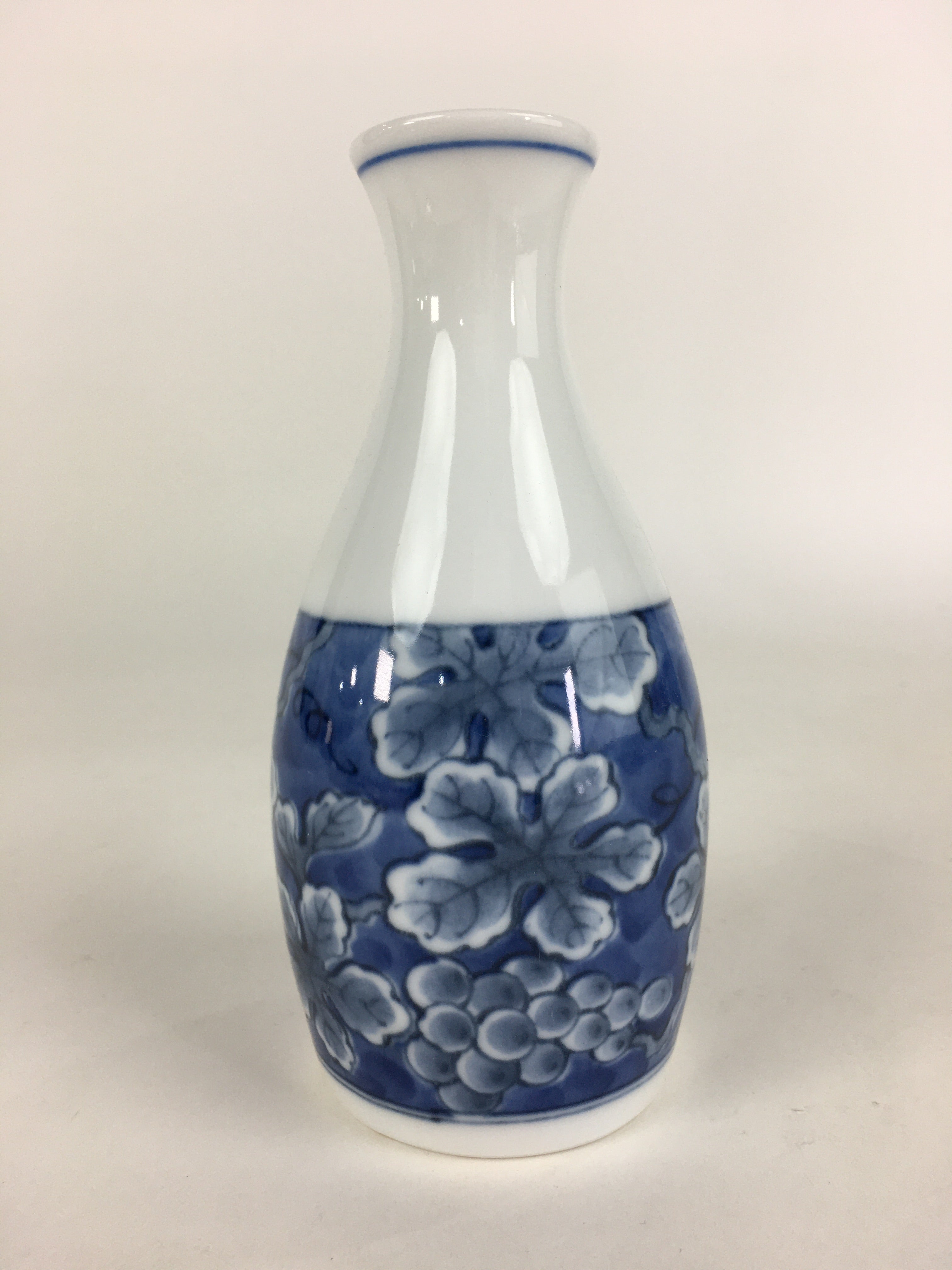 Japanese Porcelain Sake Bottle Vtg Mino Ware Tokkuri Blue White TS398
