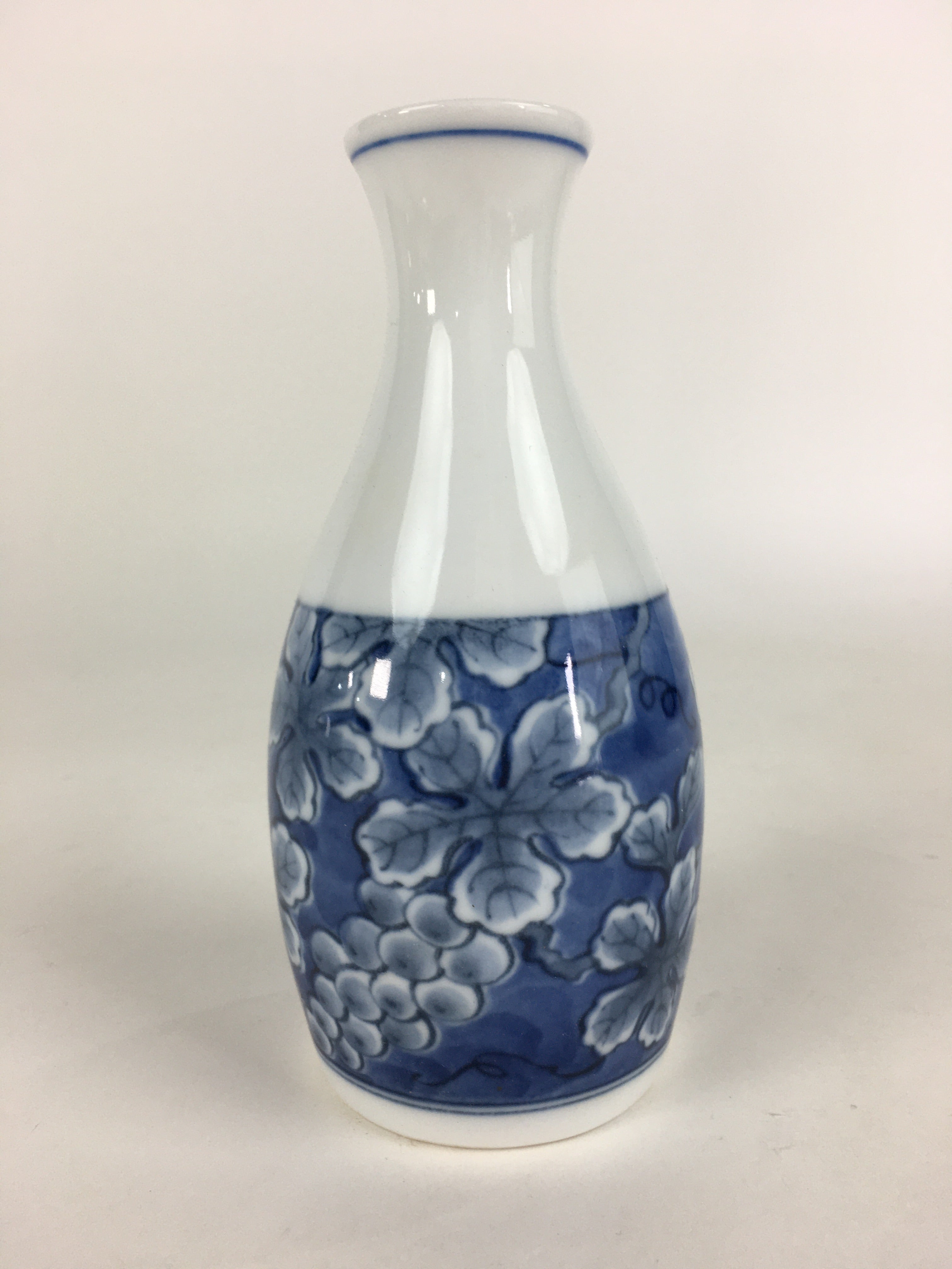 Japanese Porcelain Sake Bottle Vtg Mino Ware Tokkuri Blue White TS398