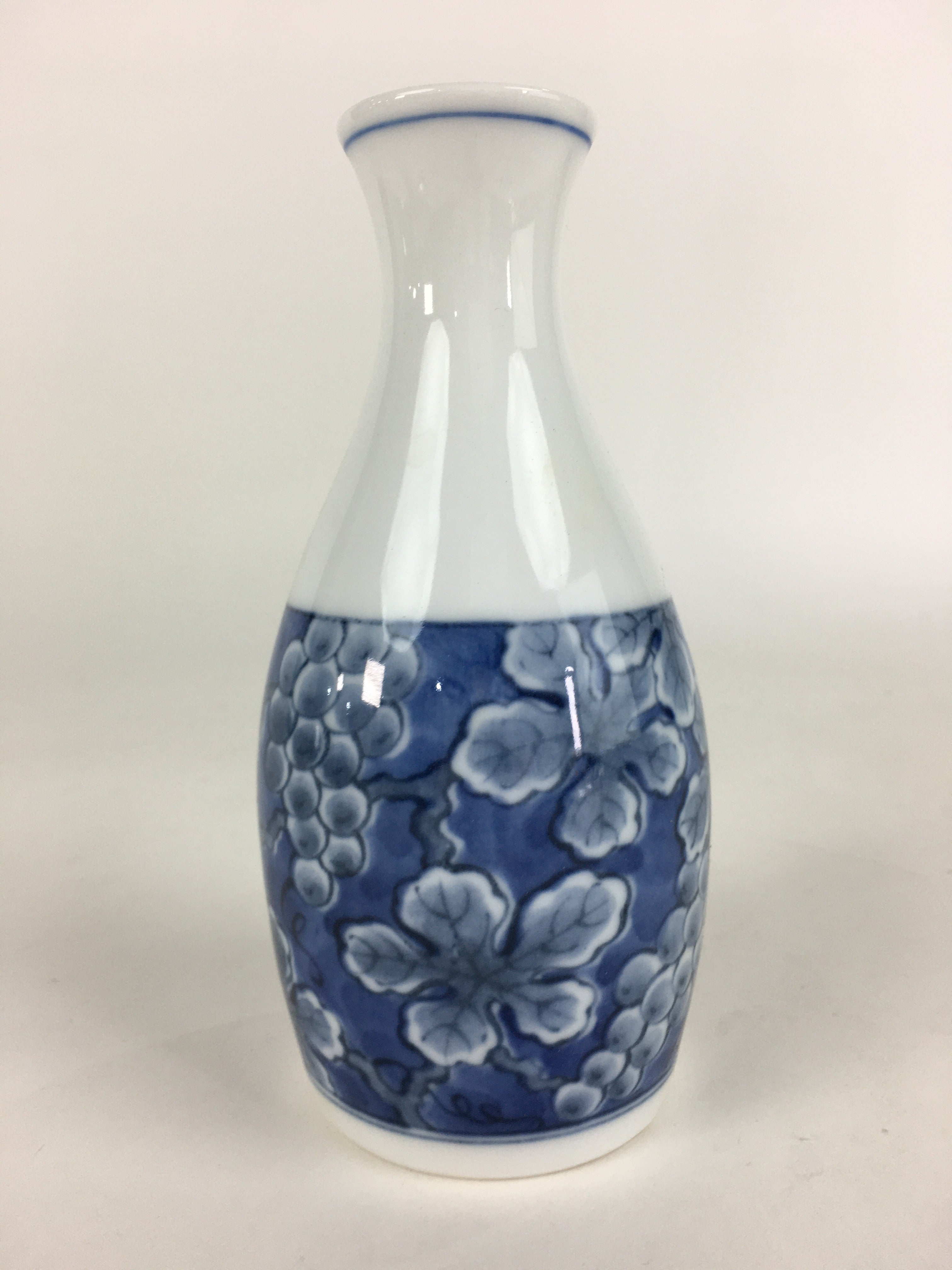 Japanese Porcelain Sake Bottle Vtg Mino Ware Tokkuri Blue White TS398
