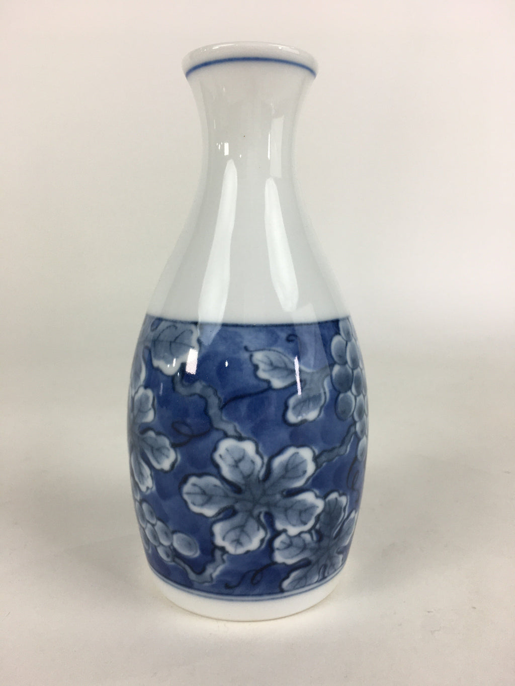 Japanese Porcelain Sake Bottle Vtg Mino Ware Tokkuri Blue White TS398