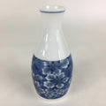 Japanese Porcelain Sake Bottle Vtg Mino Ware Tokkuri Blue White TS398