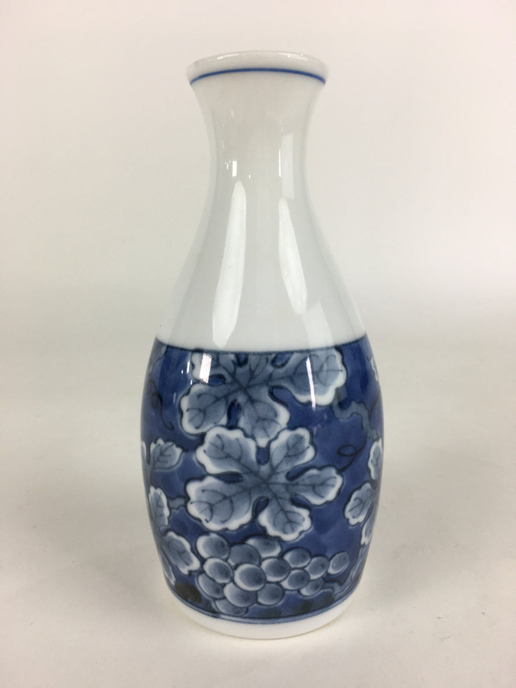 Japanese Porcelain Sake Bottle Vtg Mino Ware Tokkuri Blue White TS399