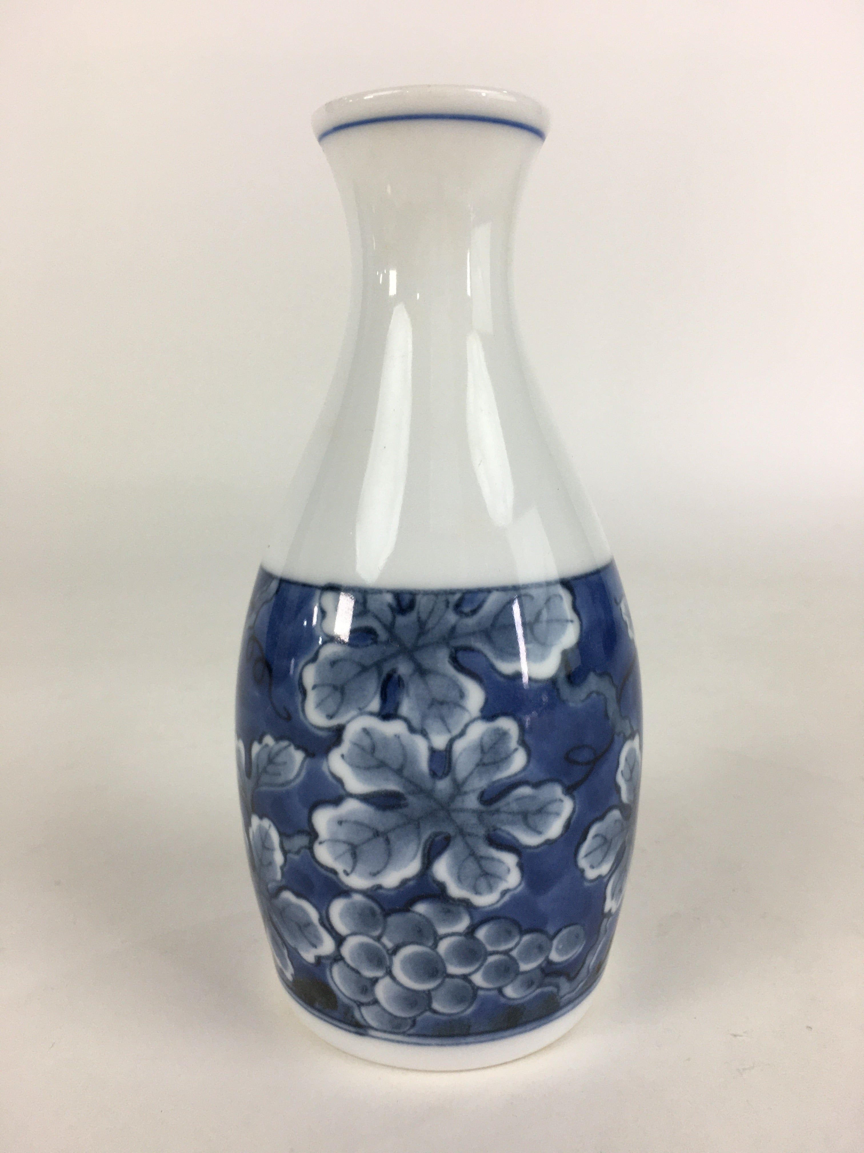 Japanese Porcelain Sake Bottle Vtg Mino Ware Tokkuri Blue White TS399