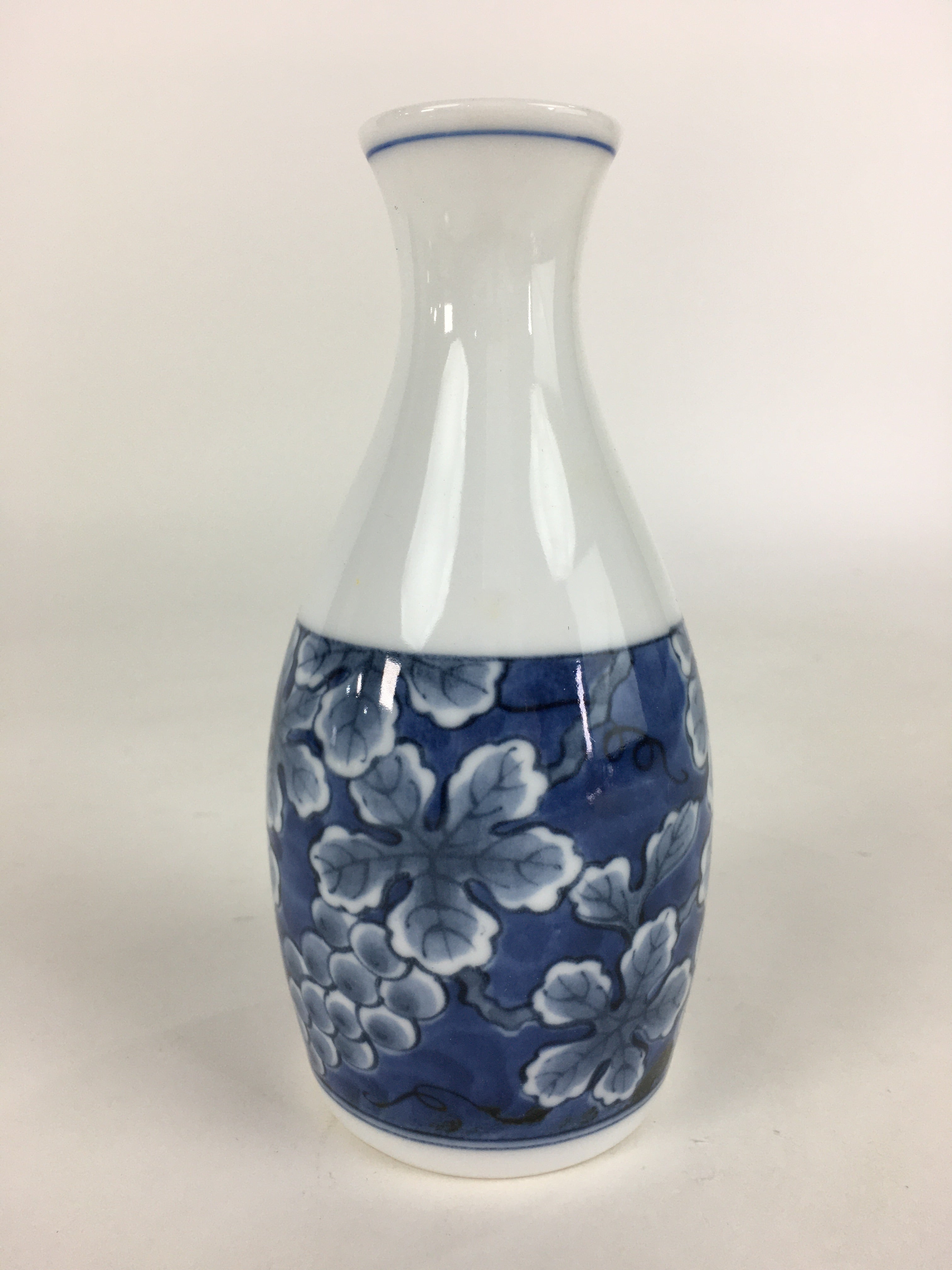 Japanese Porcelain Sake Bottle Vtg Mino Ware Tokkuri Blue White TS399