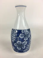 Japanese Porcelain Sake Bottle Vtg Mino Ware Tokkuri Blue White TS399