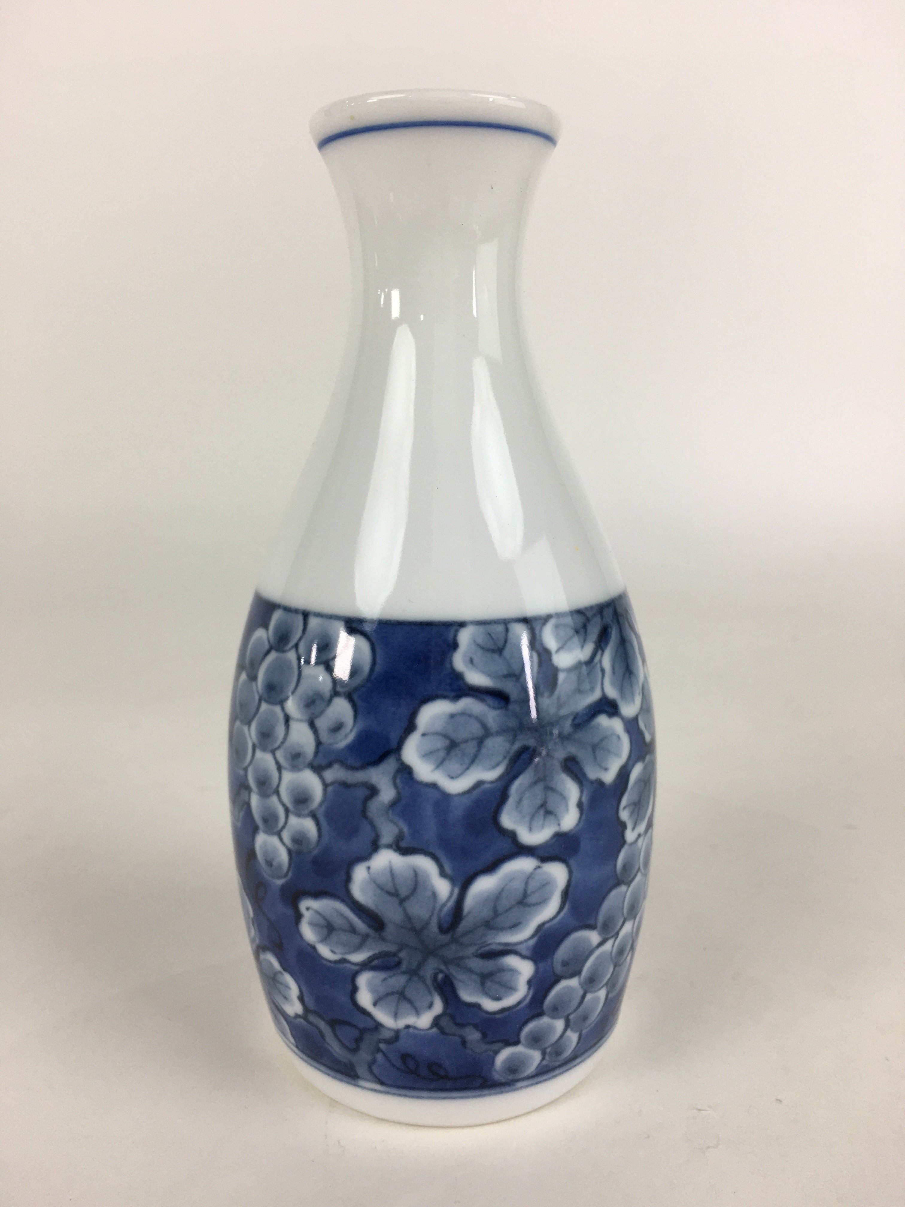 Japanese Porcelain Sake Bottle Vtg Mino Ware Tokkuri Blue White TS399