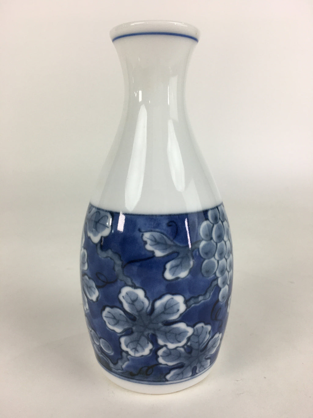Japanese Porcelain Sake Bottle Vtg Mino Ware Tokkuri Blue White TS399