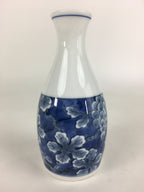 Japanese Porcelain Sake Bottle Vtg Mino Ware Tokkuri Blue White TS399