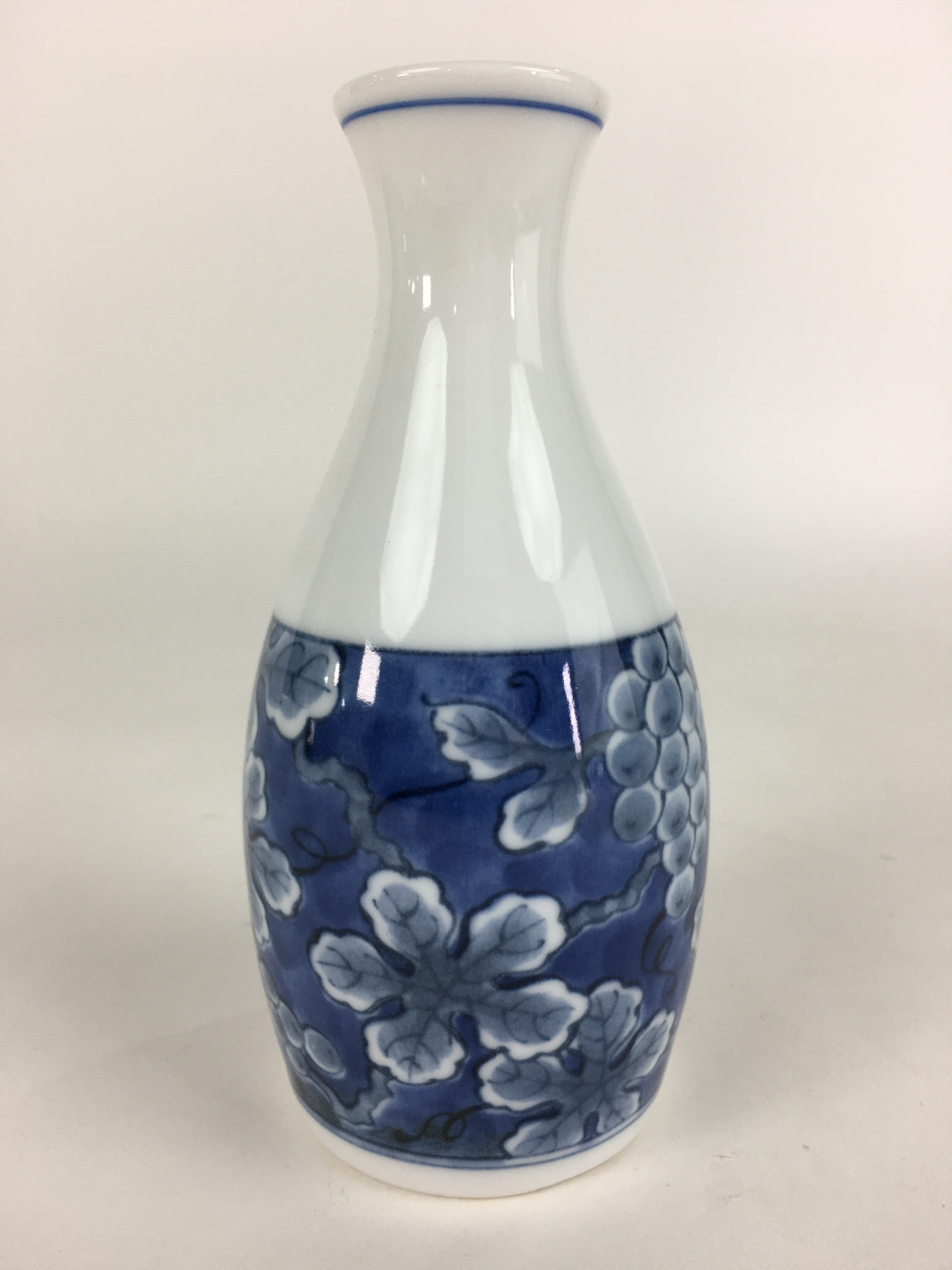 Japanese Porcelain Sake Bottle Vtg Mino Ware Tokkuri Blue White TS399