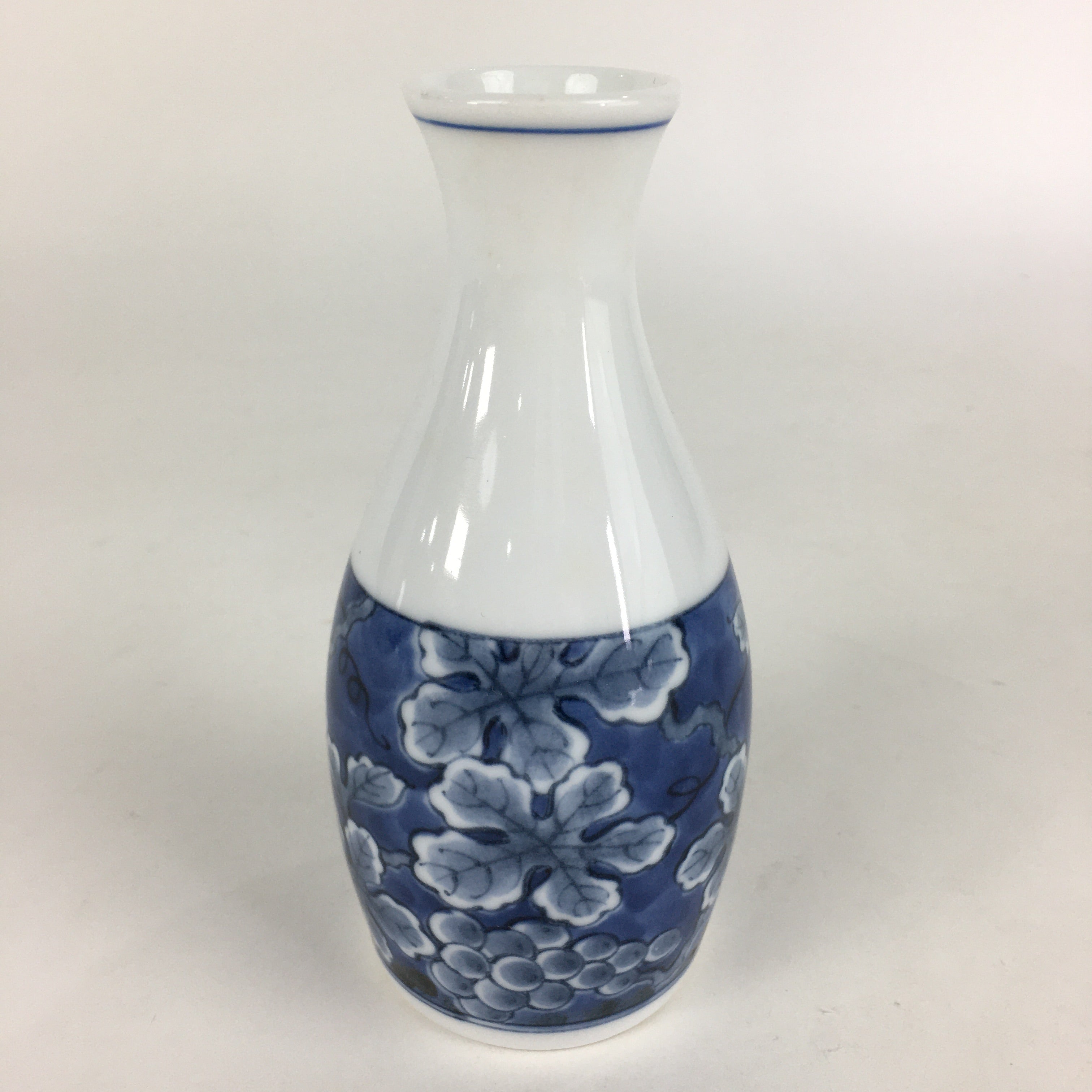 Japanese Porcelain Sake Bottle Vtg Mino Ware Tokkuri Blue White TS399