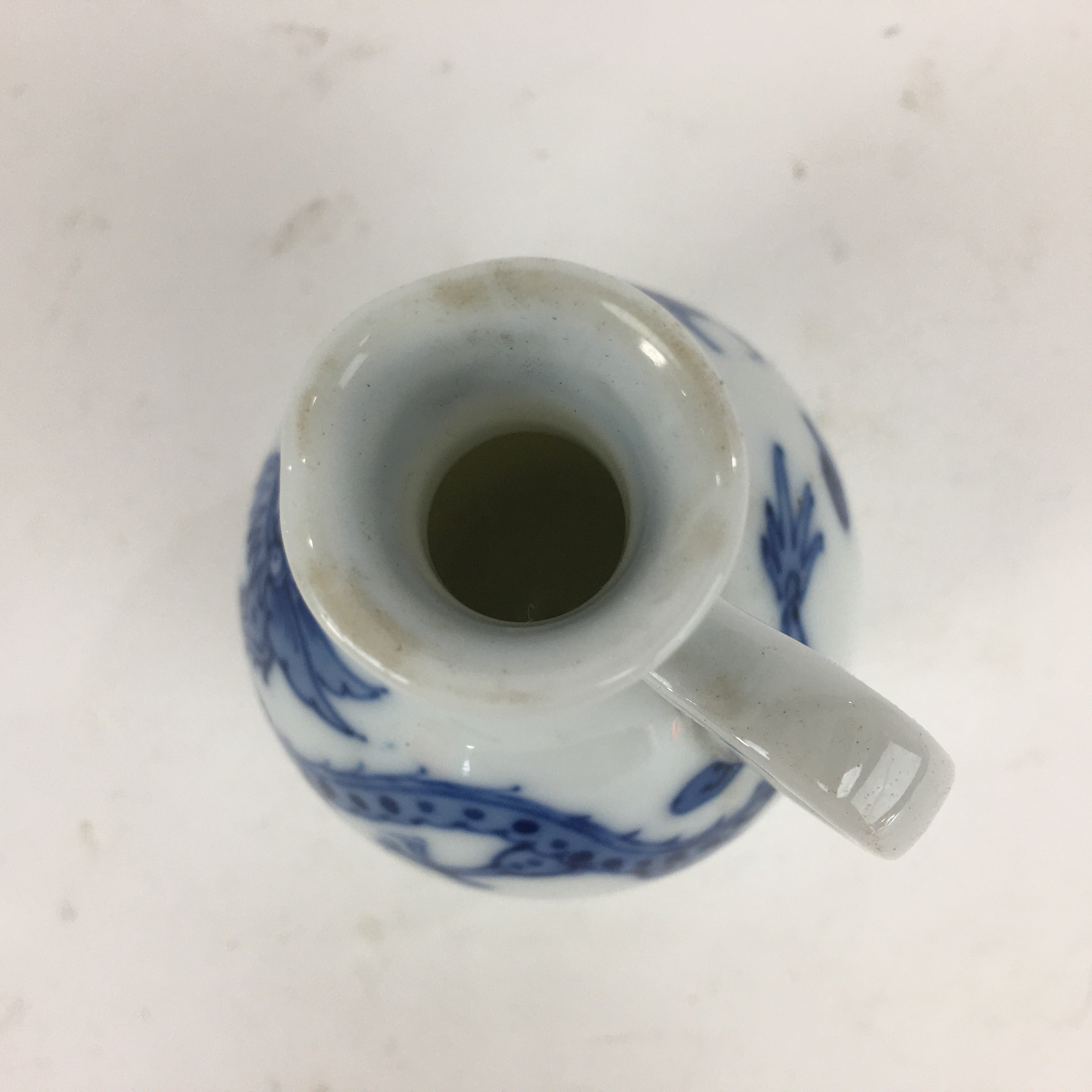 Japanese Porcelain Sake Bottle Vtg Sometsuke Blue Dragon White Tokkuri TS323