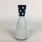 Japanese Porcelain Sake Bottle Vtg Tokkuri 1Gou Size Blue White Dots TS271
