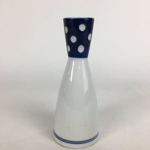 Japanese Porcelain Sake Bottle Vtg Tokkuri 1Gou Size Blue White Dots TS271
