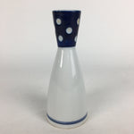 Japanese Porcelain Sake Bottle Vtg Tokkuri 1Gou Size Blue White Dots TS271