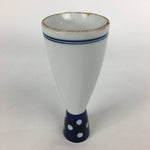 Japanese Porcelain Sake Bottle Vtg Tokkuri 1Gou Size Blue White Dots TS271