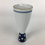 Japanese Porcelain Sake Bottle Vtg Tokkuri 1Gou Size Blue White Dots TS271