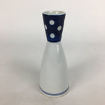 Japanese Porcelain Sake Bottle Vtg Tokkuri 1Gou Size Blue White Dots TS271