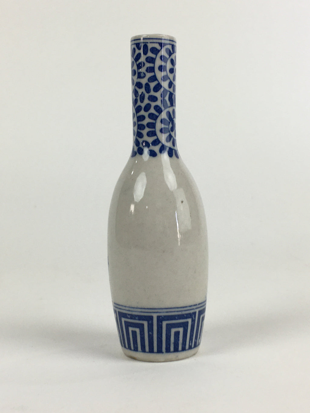 Japanese Porcelain Sake Bottle Vtg Tokkuri Blue White Slim Bottle TS401