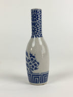 Japanese Porcelain Sake Bottle Vtg Tokkuri Blue White Slim Bottle TS401