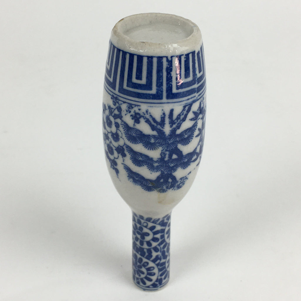 Japanese Porcelain Sake Bottle Vtg Tokkuri Blue White Slim Bottle TS401